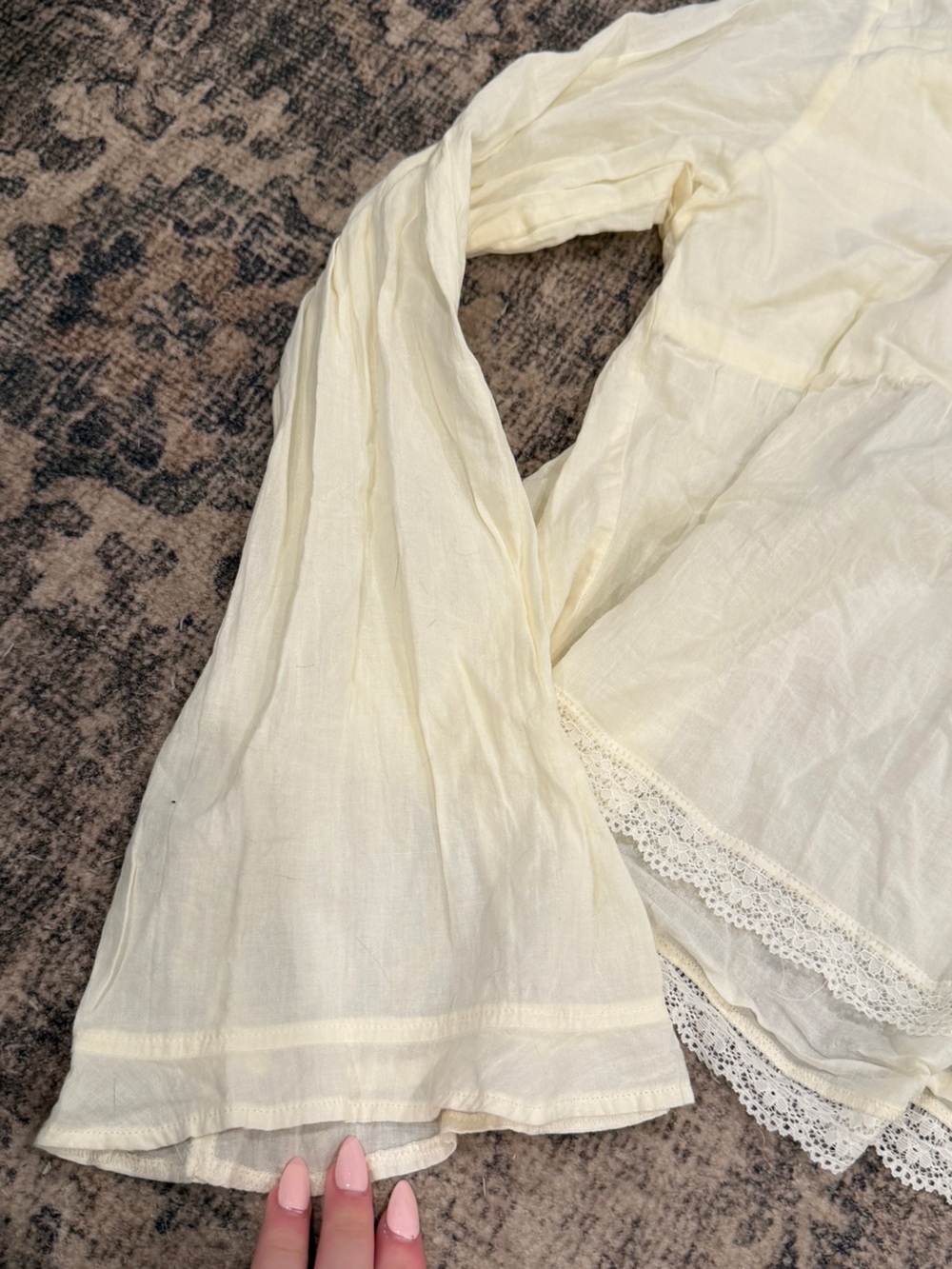 ASOS DESIGN Ivory Cotton Lace Boho Peplum Blouse US 12 Large Coastal Lagenlook - Picture 5 of 10